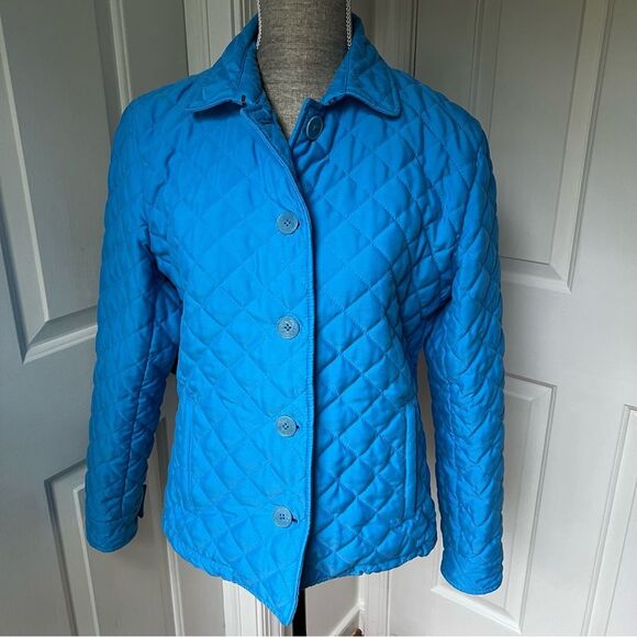 Ralph Lauren Vintage Quilted Jacket Women's Size Medium Blue Button Up Coat - Picture 1 of 4